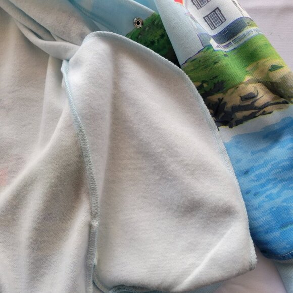 VINTAGE Blair Women’s Long Blue Light Houses Cardigan Sweater (Size: Medium) - Picture 10 of 16